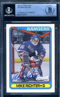 Mike Richter Beckett BAS Signed 1990-91 O-Pee-Chee Rookie Autograph • $84