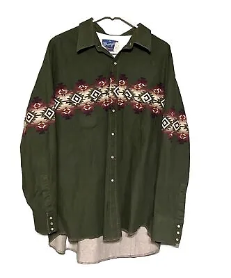 Vintage Wrangler Pearl Snap Long Tail Shirt Mens Size XXL • $26.99