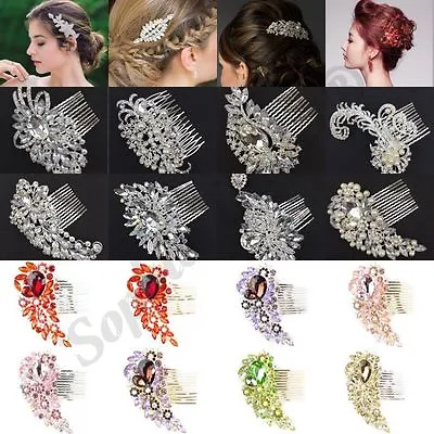 New Diamond Bridal Hair Comb Prom Party Fancy Dress Wedding Bridal Hair Clip B3 • £3.63