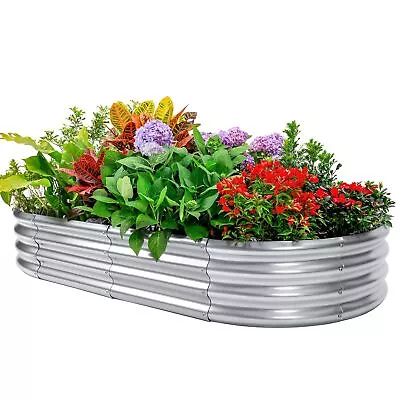 Galvanized Raised Garden BedOutdoor Galvanized Planter Boxes Oval Large Metal... • $43.06
