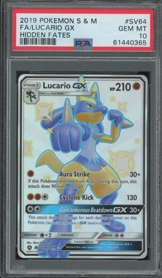 $61 • Buy Pokemon Lucario GX Hidden Fates Shiny Holo Rare Full Art #SV64 PSA 10 -365A4