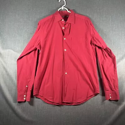 Ems Of Masons Mens Shirt Red Button Down Long Sleeve Size L Pima Cotton • $11.90