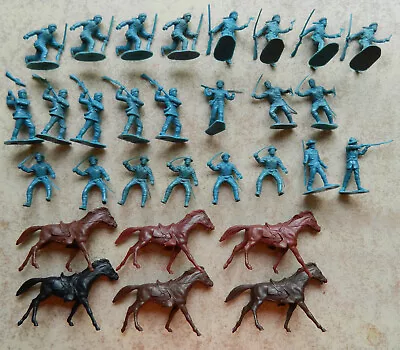 24 Vintage 54mm Marx Fort Apache Playset Plastic Toy Frontier Figures + 6 Horses • $29.99