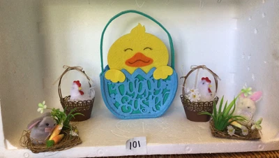 £12.50 • Buy 5 Gisela Graham Easter Decorations Duckling Chickens Rabbits Felt Basket New