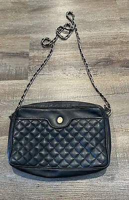 Vintage Ganson Leather Shoulder Purse Bag Gold Straps Quilted Clutch Envelope • $18.99