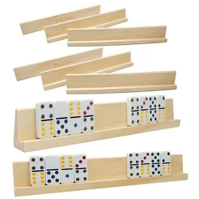 Domino Racks Set Of 8 Mexican Train Dominoes Trays Wooden Domino Holders For ... • $27.67