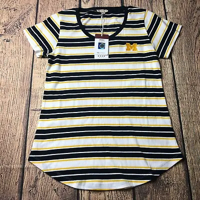UG Apparel Womens Small Michigan Wolverines Tailgate Tee T Shirt Striped NEW • $13.29