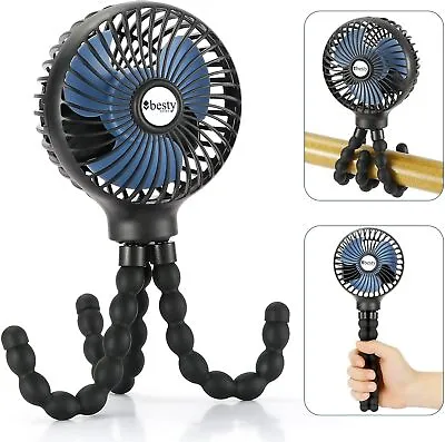 Portable Mini Handheld Stroller Cooling Fan Clip On Desk USB Rechargeable 3 Mode • £9.95