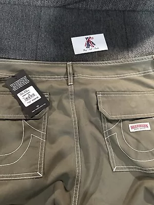 True Religion Men Pants Size 34 Olive Green Baggy Cargo Pants NWT $159 • $64.99