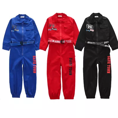 Kids Girls Boys Jazz Hip Hop Dance Costume Clothing Suits Outfits Stage Coverall • $32.99