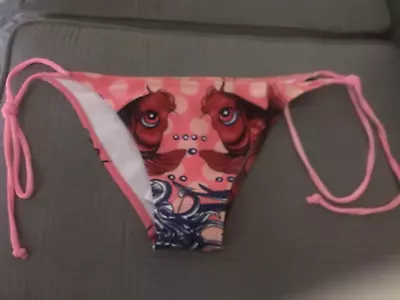 NWT Ed Hardy Christian Audgier Koi Fish String Bikini Bottom Pink Red RN 121104 • $75