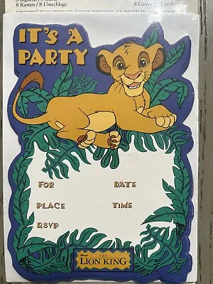 Disney The Lion King Simba Vintage Birthday Party Invitations Sealed NEW 90s • $7