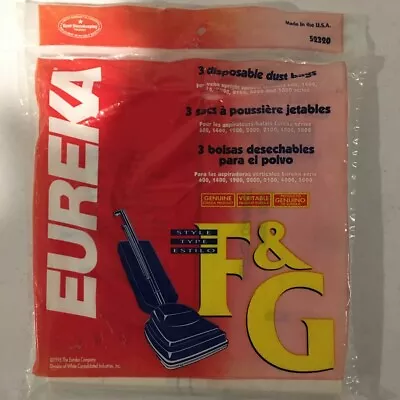 Eureka F & G Vacuum Bags (3pk) Genuine Part #52320 NEW FREE SHIPPING • $7.80