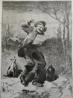 St. Valentine's Day Moonshine Old Man 1880 Woodcut Print • $34.95