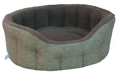 P&L Country Dog Heavy Duty Oval High Sided Bolster Style Basketweave With Fleece • £94.99