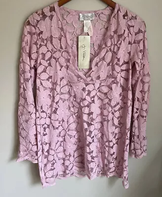 MSRP $78 J. VALDI Lace Up Textured Dress Swim Cover-Up Pink Size Small NWT • $23.39