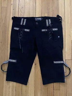 Tripp NYC Shorts Womens 13 Black Suspenders Goth Punk Cyber Grunge Skate Emo • $100