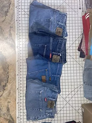 Wrangler Mens Jeans Lot Of 4 Denim Cotton Straight Leg Button Blue Various Size • $34.99