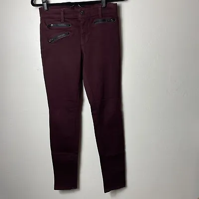 J Brand Womens Zoey Triple Zip Skinny Jeans In Lava Sz 27 Burgundy Stretch • $13.50