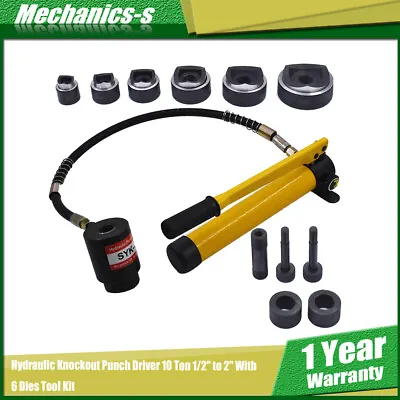 Hydraulic Knockout Punch Driver 10 Ton 1/2  To 2  With 6 Dies Tool Kit • $66.38