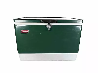 Vintage 1981 Large Green Metal COLEMAN  Cooler / Ice Chest 44 Quart 23”x16”x14” • $69
