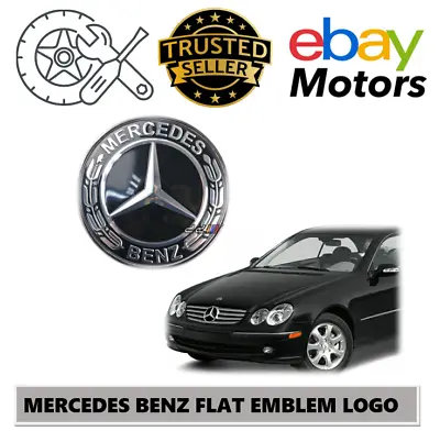 Front Hood Flat Logo Emblem BLACK 57mm Fits Mercedes Benz W202 W203 1994-2023 • $9.99
