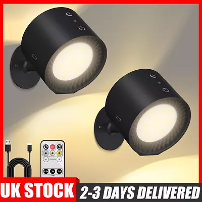 LED Wall Sconces Wall Mounted Lamps With Rechargeable Battery Operated 2-4 Pack • £17.89