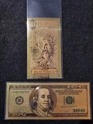 Bu 1 Utah Goldback + One Old Style 100 Dollar 24k Gold Note Combined Shipping • $6.50