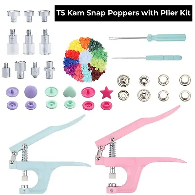 T5 Kam Snaps Buttons Assorted Colour Fastener Studs Pliers Craft Diy Projects • £20.29