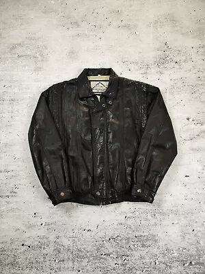Rare Vintage Leather Jacket Korea Japan Bomber Black S. M • $59