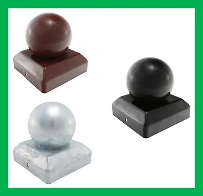 2  3  4  Ball Shaped Metal Fence Post Caps Red Galvanised Black • £9