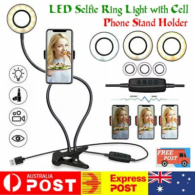 $16.95 • Buy LED Selfie Ring Light With Cell Phone Stand Holder For Live Stream Makeup AU