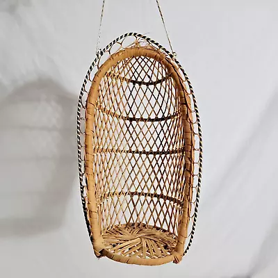 £13.62 • Buy Vintage Mini Wicker 12  Hanging Egg Chair For Dolls/Plants Basket Rattan Boho
