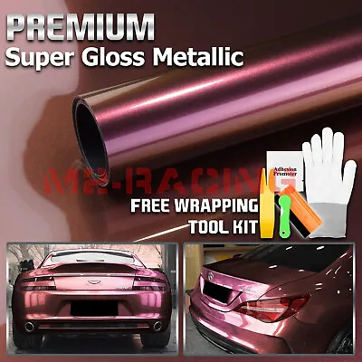 Premium Super Gloss Metallic Burgundy Vinyl Car Wrap Sticker Decal Sheet Film • $33