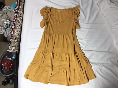 Max Studio Yellow Gold Midi Summer Dress Sz Large • $7.99