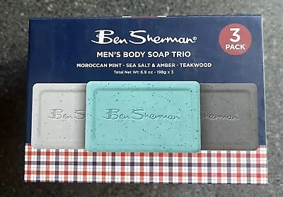 Ben Sherman Men's Body Soap Trio MOROCCAN MINT-SEA SALT&AMBER-TEAKWOOD 6.9oz Ea • $21.99