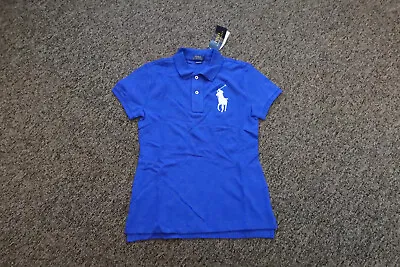 New Polo Ralph Lauren Women's SKINNY FIT Big Pony Polo Shirt - BLUE - Szie XS • $19.95