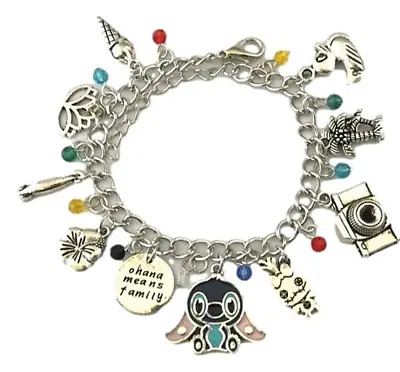 Lilo & Stitch Bracelet Charm Silver Pendants Girls Gift Jewellery Blue Lilo  • £6.99