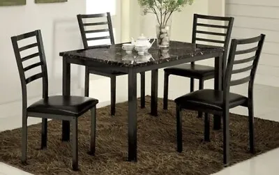 Colman Modern Dining Table In Black Faux Marble Top • $125