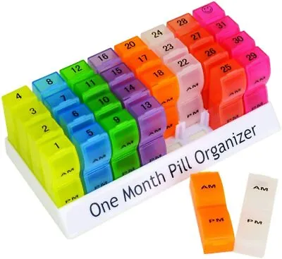 31 Day Pill Box Tablet Medicine Organiser Dispenser Monthly Daily Storage Case • £11.99