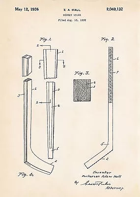 1936 Vintage Ice Hockey Stick Gifts Art For Players Posters Bedroom Ideas NHL • $9.95
