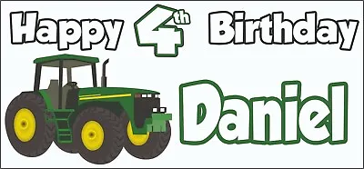 Tractor 4th Birthday Banner X 2 - Party Decorations - Personalised ANY NAME • £7.95