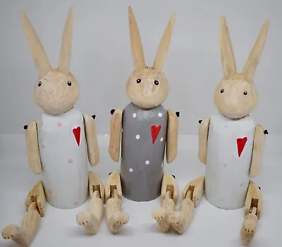 £10.99 • Buy Wooden Easter Bunny Rabbit Child's Room Decoration Ornament Sitting Shelf Hinge