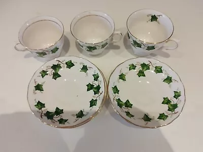 3 X Colclough Ivy Leaf Cups & Saucerd • £5