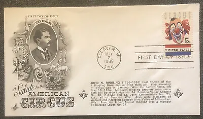 £4.99 • Buy FDC Special Stamp Cover Masons Masonic USA 1966 Salute To The American Circus
