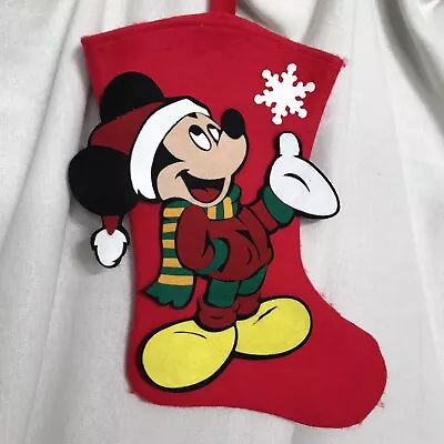 Mickey Mouse Christmas Stocking Embroidered Felt Appliqué Large Standing Mickey • $14.98