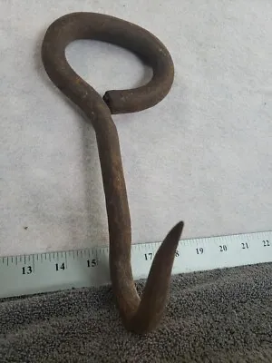 Vintage Antique HAY STRAW BALE HOOK Ice Meat Grapple Solid Iron Rustic FARM TOOL • $18.99