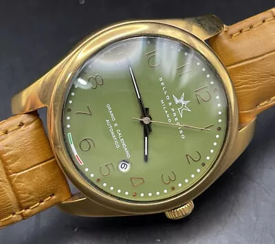£200 • Buy Bello & Preciso Milano Italain Mens Watch NOS Green Dial Automatic 40mm