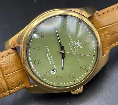 Mens Watch Bello & Preciso Milano Italain NOS Green Dial Automatic 40mm • £200