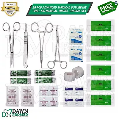 28 Pcs Advanced Surgical Suture Kit EMT EMS First Aid Medical Travel Trauma Set • $16.90